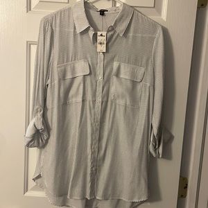 Women’s white with black polkadot Dress shirt